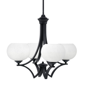 Zilo Uplight, 4 Light, Chandelier In Matte Black Finish With 7" White Muslin Glass (564-MB-212)