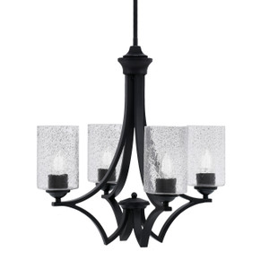 Zilo Uplight, 4 Light, Chandelier In Matte Black Finish With 4" Smoke Bubble Glass (564-MB-3002)