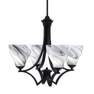 Zilo Uplight, 4 Light, Chandelier In Matte Black Finish With 6.25" Onyx Swirl Glass (564-MB-4769)