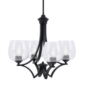 Zilo Uplight, 4 Light, Chandelier In Matte Black Finish With 6" Clear Bubble Glass (564-MB-4810)
