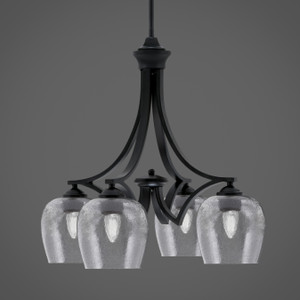 Zilo Downlight, 4 Light, Chandelier In Matte Black Finish With 6" Smoke Bubble Glass (568-MB-4812)