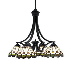 Zilo Downlight, 4 Light, Chandelier In Matte Black Finish With 7" Cyprus Art Glass (568-MB-9395) Zilo Downlight, 4 Light, Chandelier In Matte Black Finish With 7" Cyprus Art Glass (568-MB-9395)