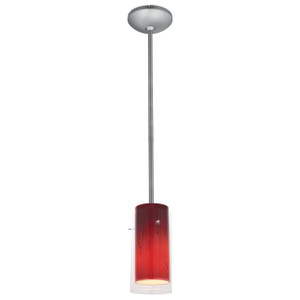 Glass`n Glass Cylinder Brushed Steel LED Pendant (28033-4R-BS/CLRUSKY)