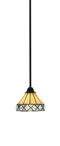 Paramount 1 Light Mini Pendant In Matte Black Finish With 7" Diamond Peak Art Glass (3401-MB-9405)