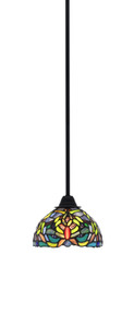 Paramount 1 Light Mini Pendant In Matte Black Finish With 7" Kaleidoscope Art Glass (3401-MB-9905)
