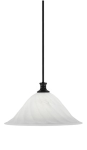 Stem Pendant With Hang Straight Swivel Shown In Matte Black Finish With 20" White Alabaster Swirl Glass (76-MB-5781)