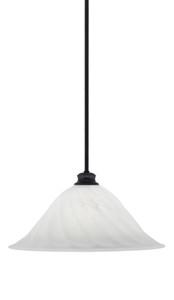 Stem Pendant With Hang Straight Swivel Shown In Matte Black Finish With 20" White Alabaster Swirl Glass (72-MB-5781)