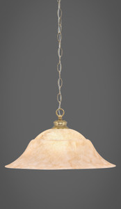 Chain Hung Pendant Shown In New Age Brass Finish With 20" Italian Marble Glass  (92-NAB-53818)
