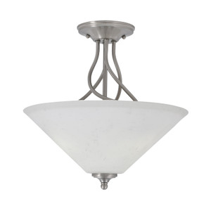 Capri 3 Bulb Semi-Flush Shown In Brushed Nickel Finish With 16" White Muslin Glass (909-BN-318)