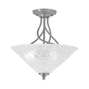 Capri 3 Bulb Semi-Flush Shown In Brushed Nickel Finish With 16" Italian Bubble Glass (909-BN-411)