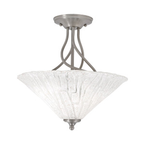 Capri 3 Bulb Semi-Flush Shown In Brushed Nickel Finish With 16" Italian Ice Glass (909-BN-719)