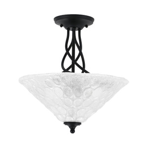 Capri 3 Bulb Semi-Flush Shown In Matte Black Finish With 16" Italian Bubble Glass (909-MB-411)