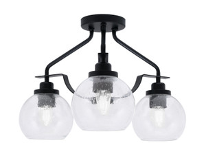 Odyssey 3 Light Semi Flush Mount In Matte Black Finish With 5.75" Clear Bubble Glass  (2607-MB-4100)
