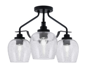 Odyssey 3 Light Semi Flush Mount In Matte Black Finish With 6" Smoke Bubble Glass (2607-MB-4812)