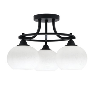 Paramount 3 Light Semi-Flush In Matte Black Finish With 7" White Muslin Glass (3417-MB-212)
