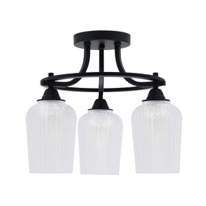 Paramount 3 Light Semi-Flush In Matte Black Finish With 5" Clear Textured Glass (3417-MB-4250)