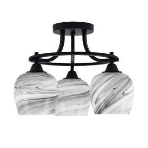 Paramount 3 Light Semi-Flush In Matte Black Finish With 6" Onyx Swirl Glass  (3417-MB-4819)