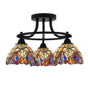 Paramount 3 Light Semi-Flush In Matte Black Finish With 7" Lynx Art Glass (3417-MB-9445)