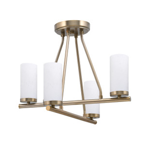 Trinity 4 Light Semi-Flush Shown In New Age Brass Finish With 2.5" White Muslin Glass (2807-NAB-801B)