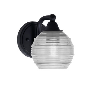 Paramount 1 Light Wall Sconce In Matte Black Finish With 6" Clear Ribbed Glass (3421-MB-5110)