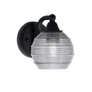 Paramount 1 Light Wall Sconce In Matte Black Finish With 6" Smoke Ribbed Glass (3421-MB-5112)