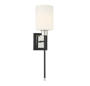 Alvara 1-Light Wall Sconce in Matte Black with Polished Nickel Accents (9-1645-1-173) Alvara 1-Light Wall Sconce in Matte Black with Polished Nickel Accents (9-1645-1-173)