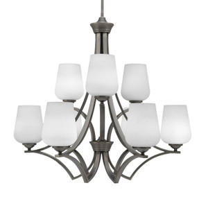 Zilo Uplight, 9 Light, Chandelier In Graphite Finish With 5" White Muslin Glass (569-GP-211)