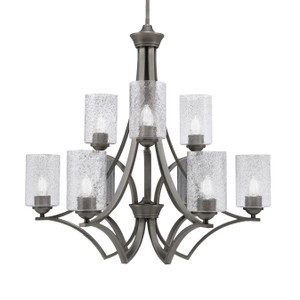 Zilo Uplight, 9 Light, Chandelier In Graphite Finish With 4" Smoke Bubble Glass (569-GP-3002)