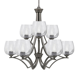 Zilo Uplight, 9 Light, Chandelier In Graphite Finish With 6" Smoke Bubble Glass (569-GP-4812)