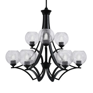Zilo Uplight, 9 Light, Chandelier In Matte Black Finish With 5.75" Smoke Bubble Glass (569-MB-4102)