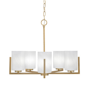 Atlas Uplight, 5 Light, Chandelier In New Age Brass Finish With 4" White Marble Glass (4505-NAB-3001)