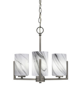 Atlas Uplight, 3 Light, Chandelier In Graphite Finish With 4" Onyx Swirl Glass (4503-GP-3009)