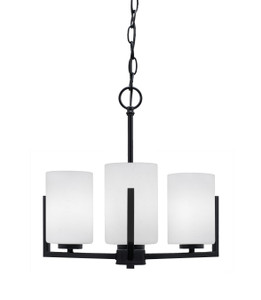 Atlas Uplight, 3 Light, Chandelier In Matte Black Finish With 4" White Muslin Glass (4503-MB-310)