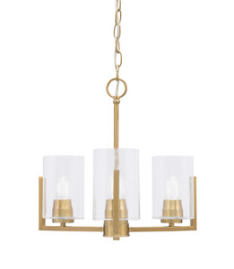 Atlas Uplight, 3 Light, Chandelier In New Age Brass Finish With 4" Clear Bubble Glass (4503-NAB-300)