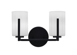 Atlas 2 Light Bath Bar In Matte Black Finish With 4" White Muslin Glass (4512-MB-310)