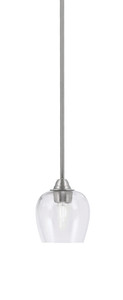 Paramount 1 Light Mini Pendant In Brushed Nickel Finish With 6" Clear Bubble Glass (3401-BN-4810)