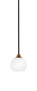 Paramount 1 Light Mini Pendant In Matte Black & Brass Finish With 5.75" White Marble Glass (3401-MBBR-4101)