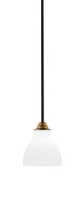 Paramount 1 Light Mini Pendant In Matte Black & Brass Finish With 6.25" White Marble Glass (3401-MBBR-4761)