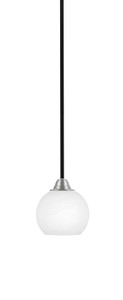 Paramount 1 Light Mini Pendant In Matte Black & Brushed Nickel Finish With 5.75" White Marble Glass (3401-MBBN-4101)