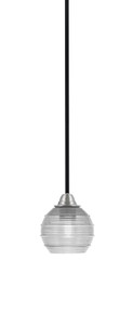 Paramount 1 Light Mini Pendant In Matte Black & Brushed Nickel Finish With 6" Clear Ribbed Glass (3401-MBBN-5110)