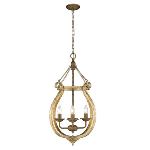 Delphine 4 Light Pendant in Burnished Chestnut with Vintage Gold Shade (0902-4P BC-VG)