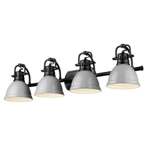 Duncan BLK 4 Light Bath Vanity in Matte Black with Gray Shades Shade (3602-BA4 BLK-GY)