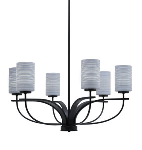 Cavella 6 Light Chandelier Shown In Matte Black Finish With 4" Gray Matrix Glass (3906-MB-4062)