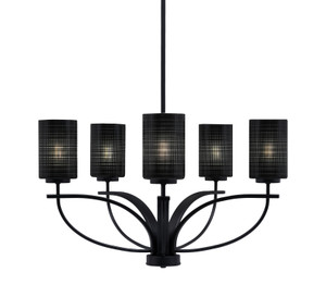 Cavella 5 Light Chandelier In Matte Black Finish With 4" Black Matrix Glass (3905-MB-4069)