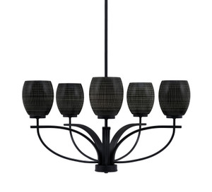 Cavella 5 Light Chandelier In Matte Black Finish With 5" Black Matrix Glass (3905-MB-4029)