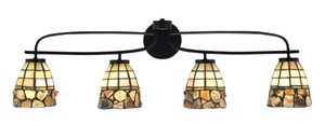 Cavella 4 Light Bath Bar Shown In Matte Black Finish With 7" Cobblestone Art Glass  (3914-MB-9735)