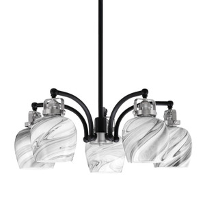 Easton Downlight, 5 Light, Chandelier Shown In Matte Black & Brushed Nickel Finish With 6" Onyx Swirl Glass (1945-MBBN-4819)