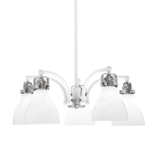 Easton Downlight, 5 Light, Chandelier Shown In White & Brushed Nickel Finish With 6.25" White Marble Glass (1945-WHBN-4761) Easton Downlight, 5 Light, Chandelier Shown In White & Brushed Nickel Finish With 6.25" White Marble Glass (1945-WHBN-4761)