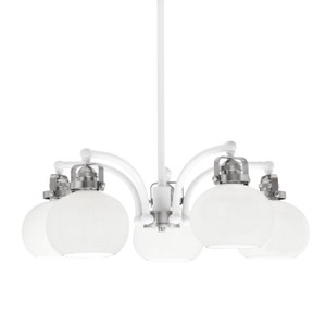 Easton Downlight, 5 Light, Chandelier Shown In White & Brushed Nickel Finish With 7" White Muslin Glass (1945-WHBN-212)