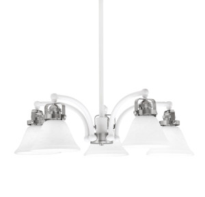Easton Downlight, 5 Light, Chandelier Shown In White & Brushed Nickel Finish With 7" White Muslin Glass (1945-WHBN-311)